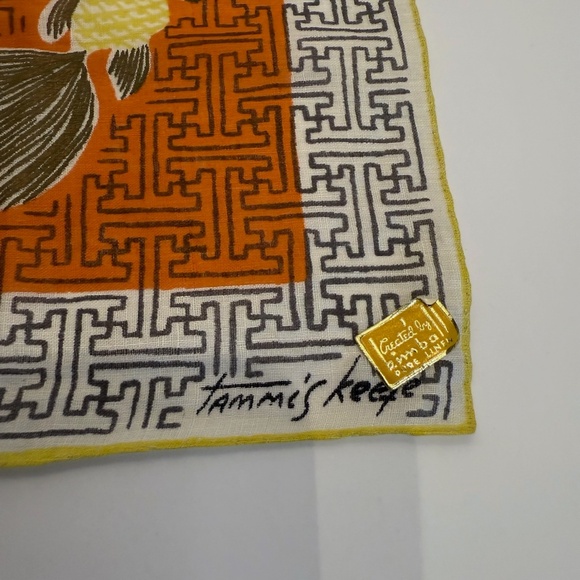 Rare, Vintage 1950's Tammis Keefe Koi and Fish Cotton Hankie, New With Tags - Picture 2 of 6